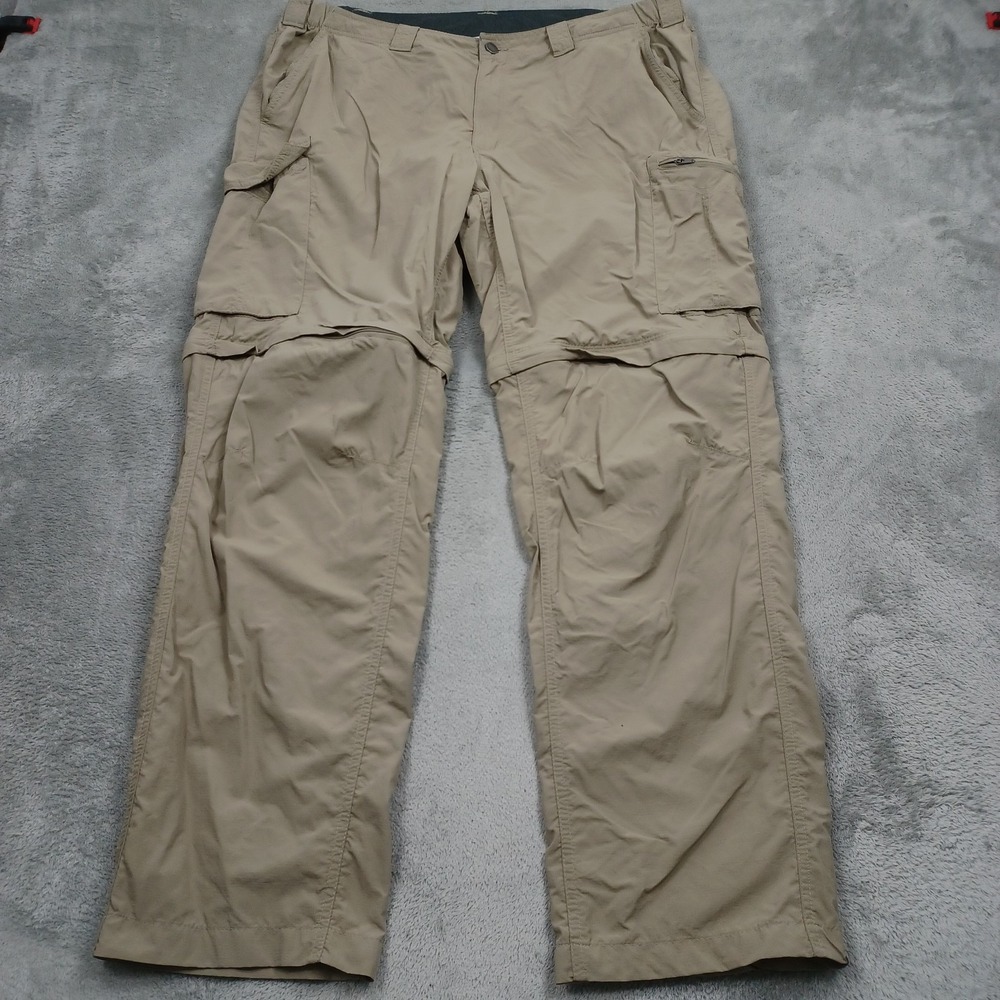 Columbia Pants Mens 42x30 Brown Outdoor Pockets Hiking Casual Convertible